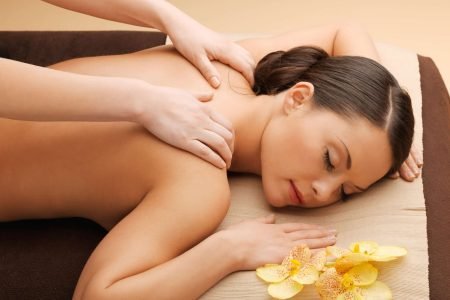 picture of calm beautiful woman in massage salon